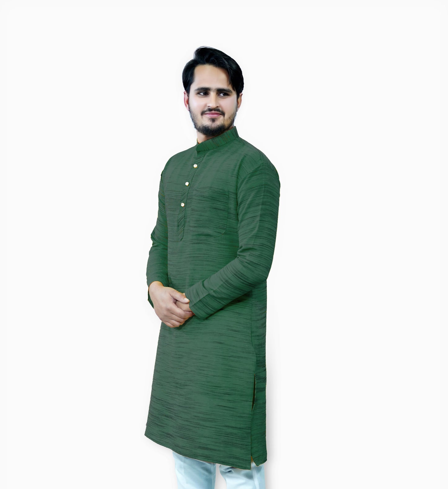 Men's Dark Green Cotton Khadi Kurta Pajama Set