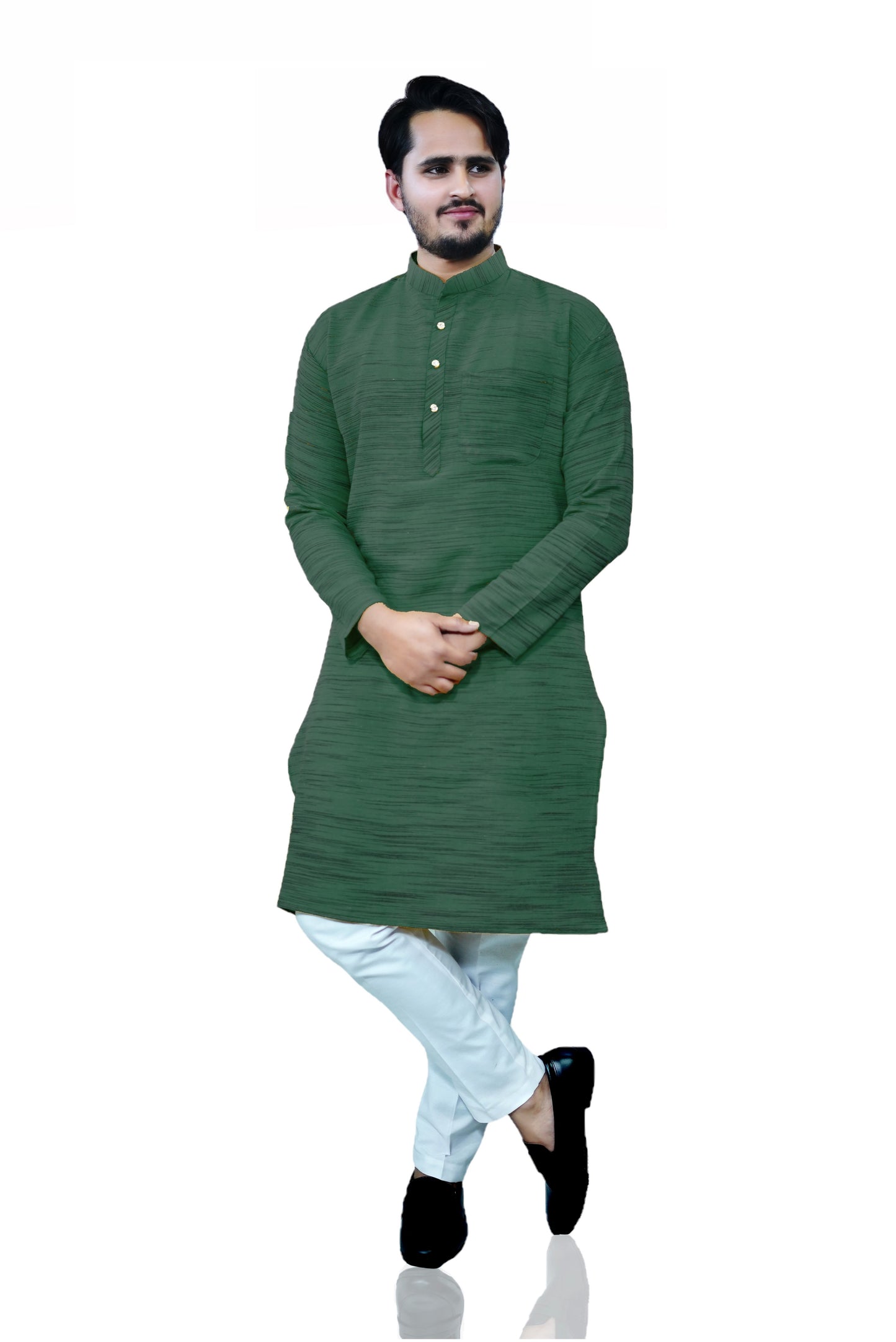 Men's Dark Green Cotton Khadi Kurta Pajama Set